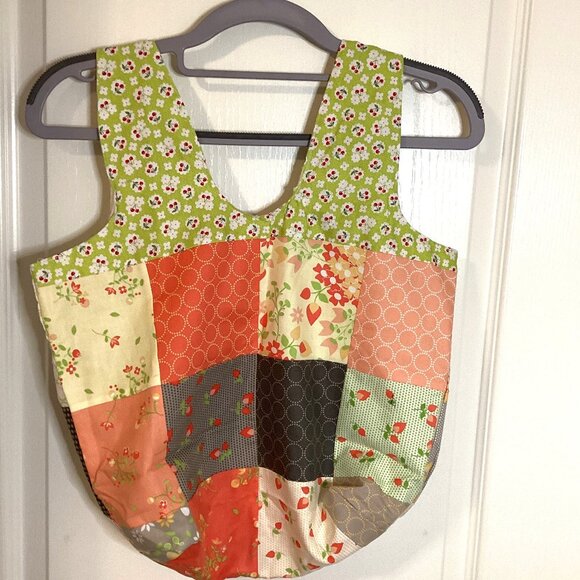 Handmade Reusable Grocery Shopping Tote Bag Cotton Fabric Reversible Washable - Picture 2 of 3